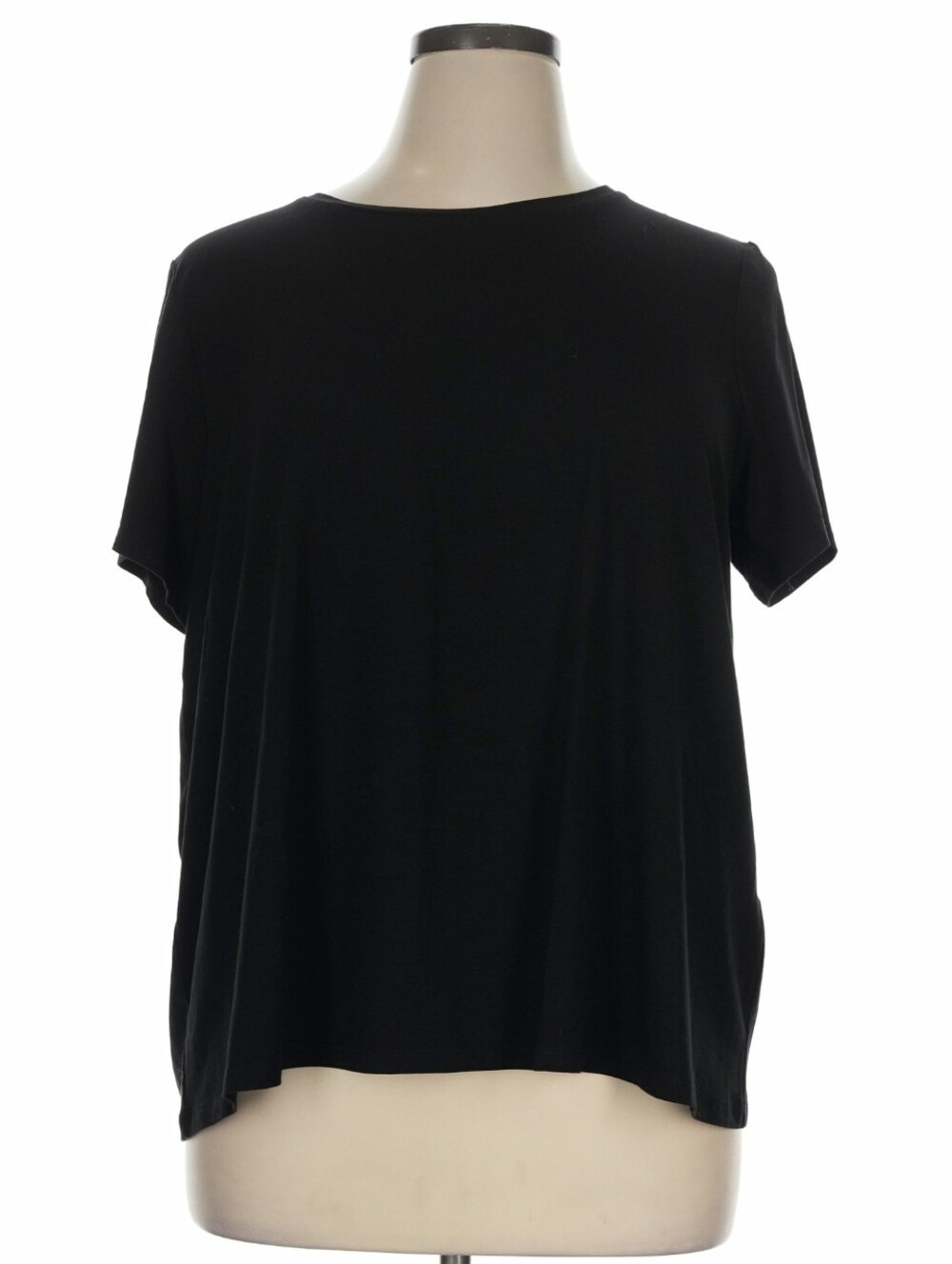 Eileen Fisher Size X Fine Jersey Black Crew Neck Short Sleeve Top NWT
